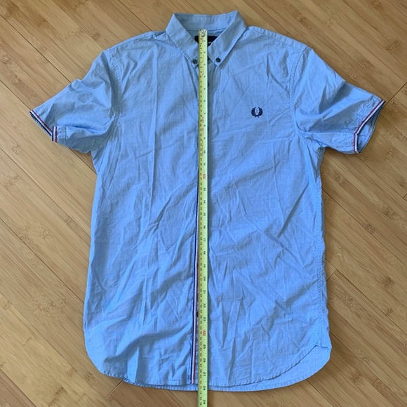 Fred Perry Short Sleeve Cotton Button Casual Oxford Shirt Size S Trim Detailing - Picture 13 of 14